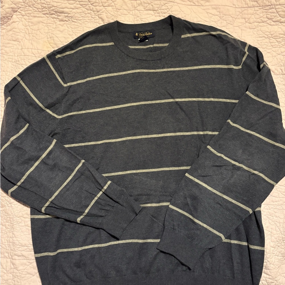 Brooks Brothers Men's Navy Striped Crewneck Sweater